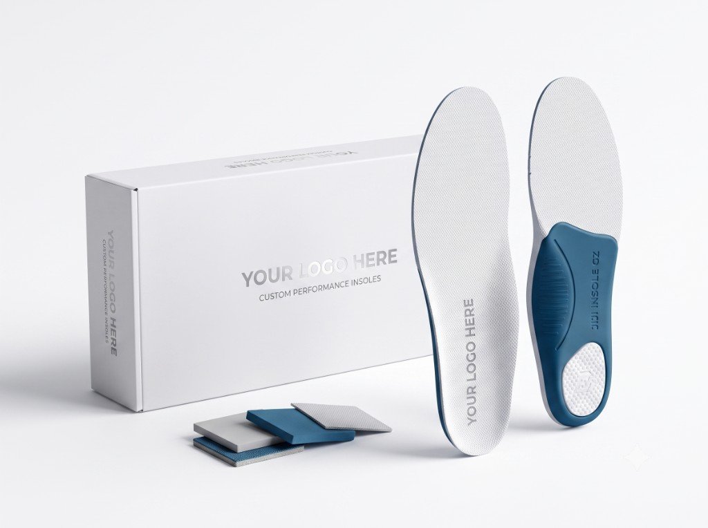 Private label insole retail packaging with custom logo